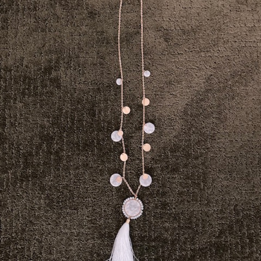 Lilly Pulitzer Bay Dreaming white tassel necklace